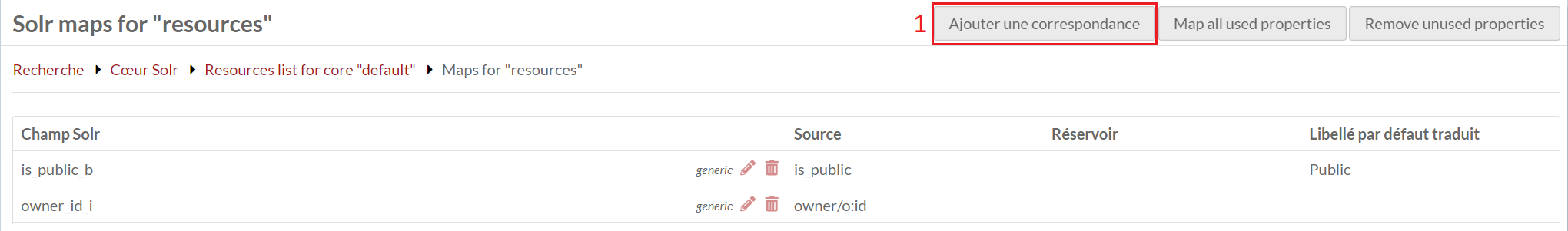 Création d'une correspondance