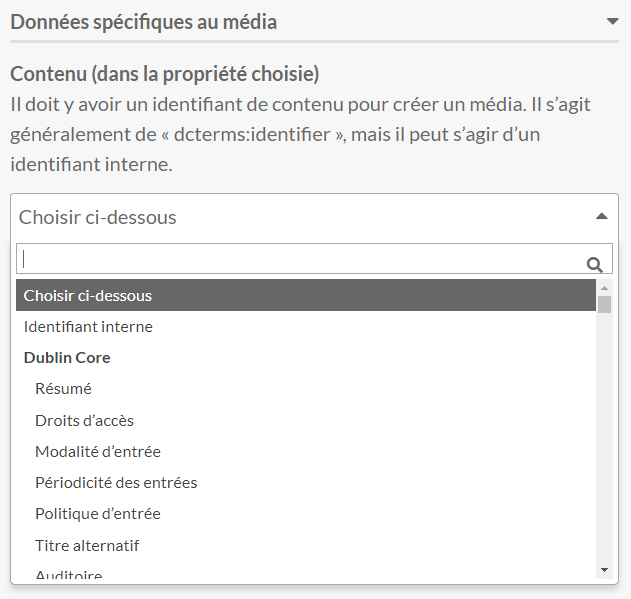 Mappage de données spécifiques au média
